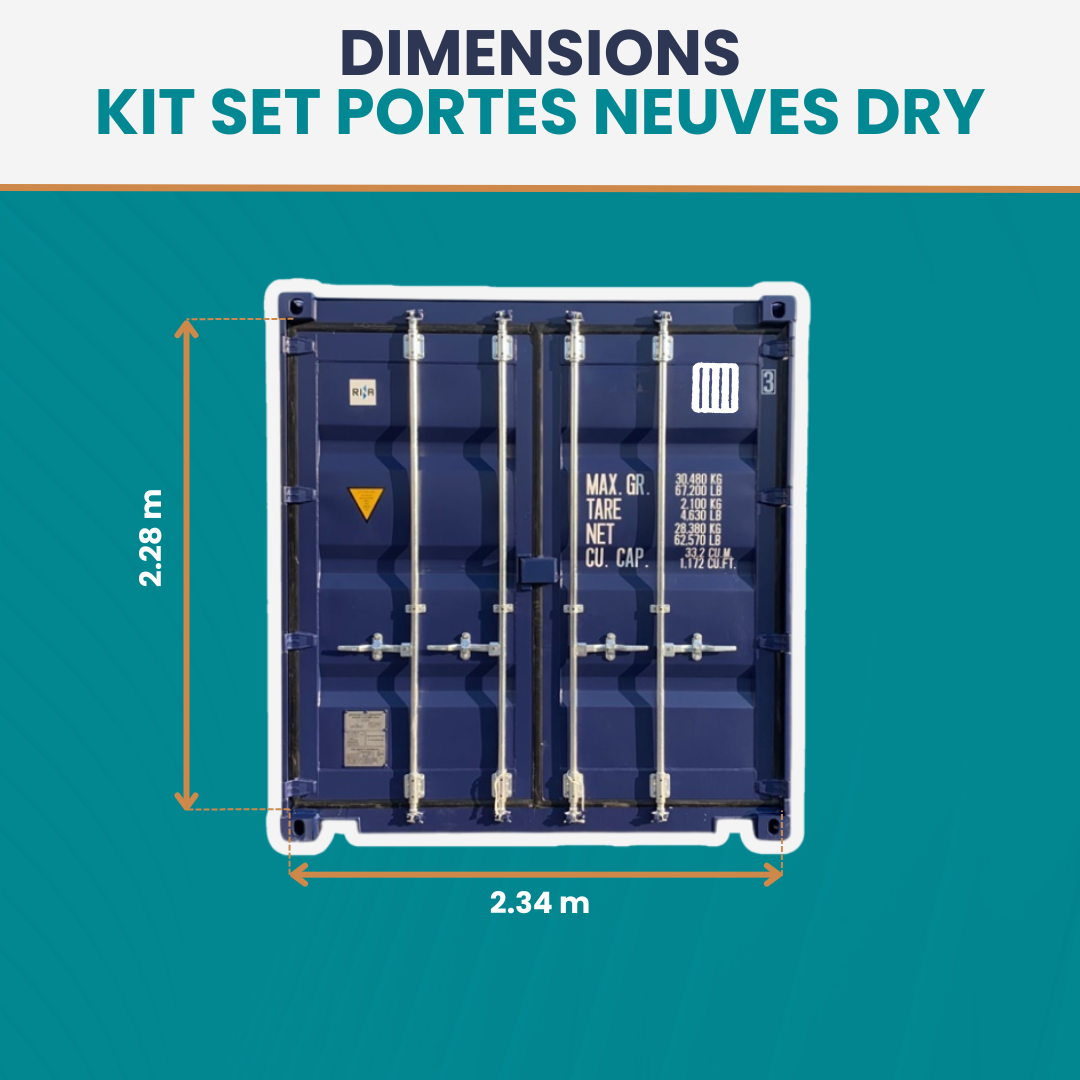 KIT set portes neuves DRY en acier CORTEN pour Containers Maritimes