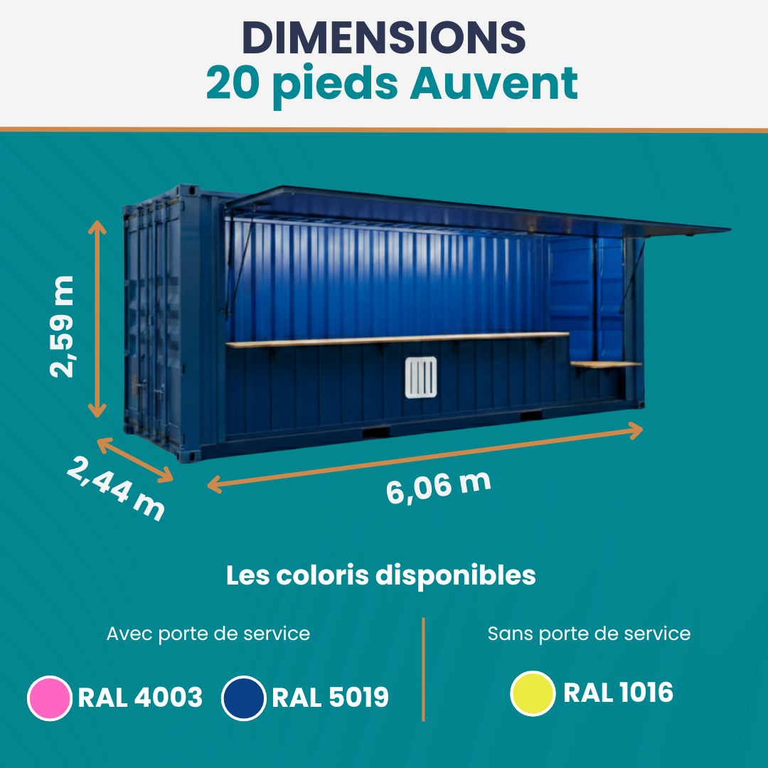 Location conteneur 20 pieds Auvent