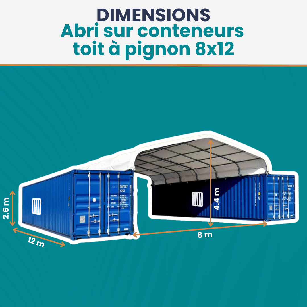 Abri sur container 40 pieds 8x12