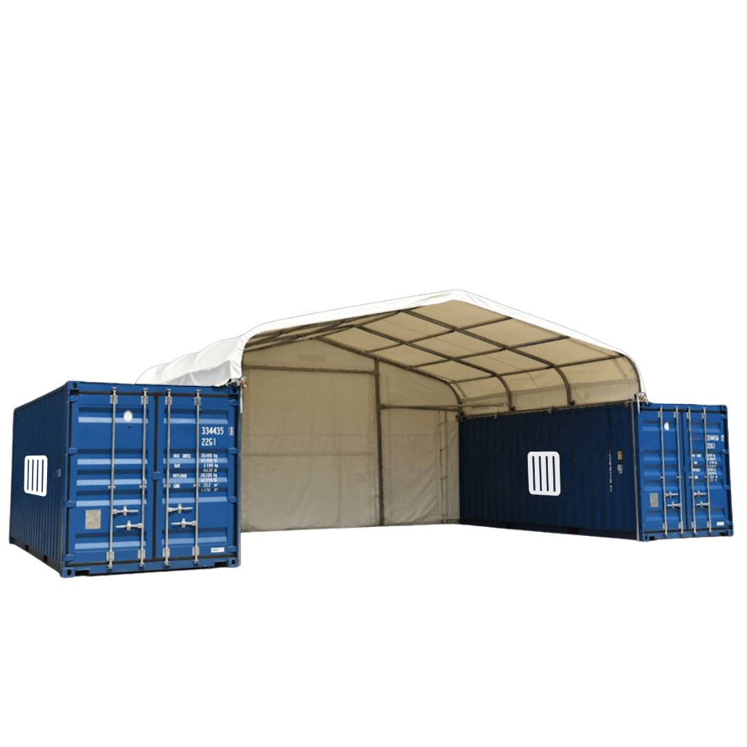 Abri sur conteneur maritime toit à pignon 8x6