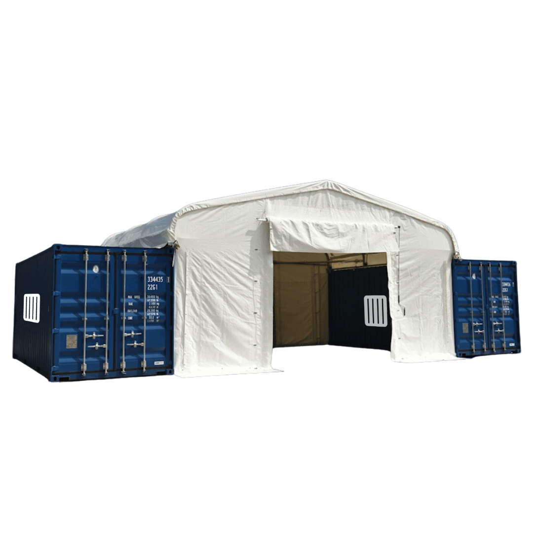 Abri sur conteneur maritime toit à pignon 8x6