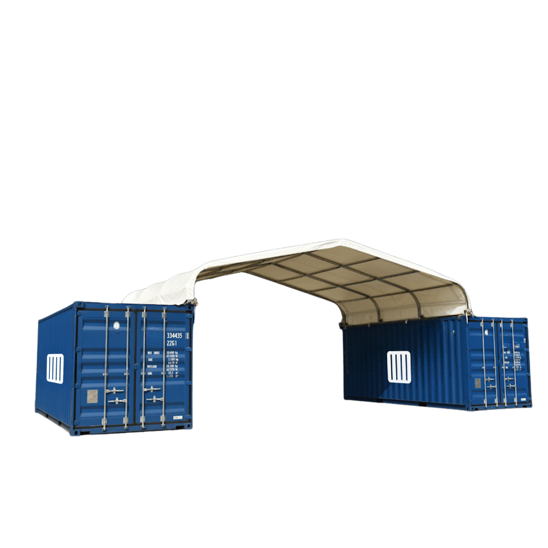 Abri sur conteneur maritime toit à pignon 8x6